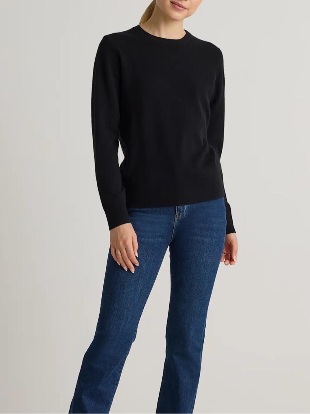 Quince Mongolian Cashmere Crewneck Sweater Black 100% Cashmere Size Small - Picture 3 of 8